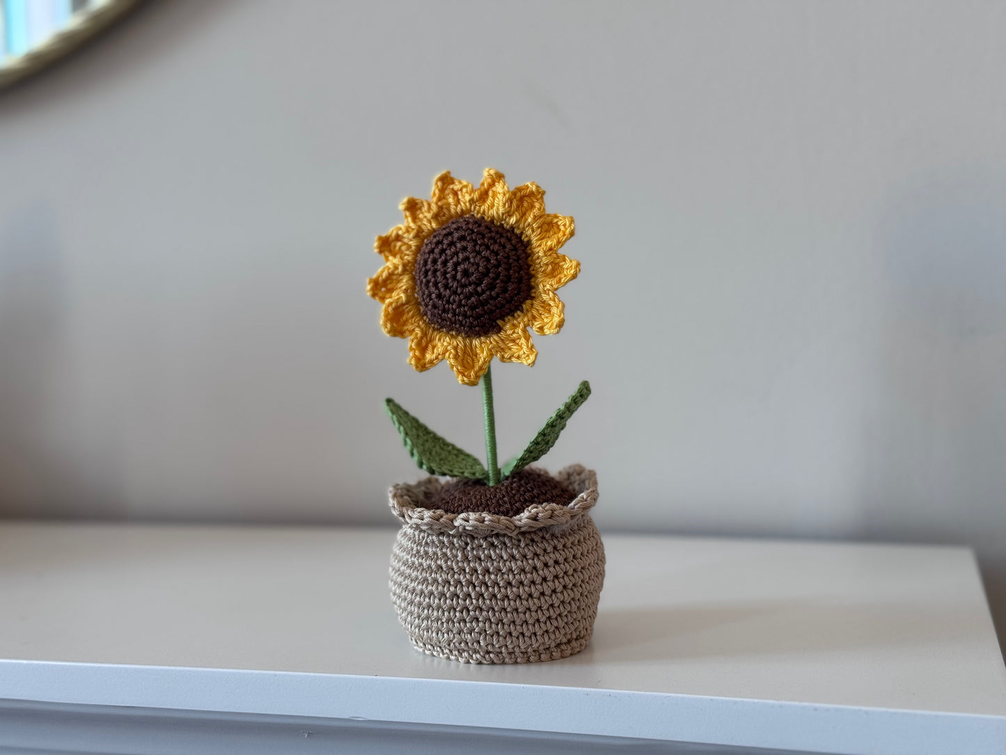 Fiori in vaso all'uncinetto con confezione BOMBONIERA
