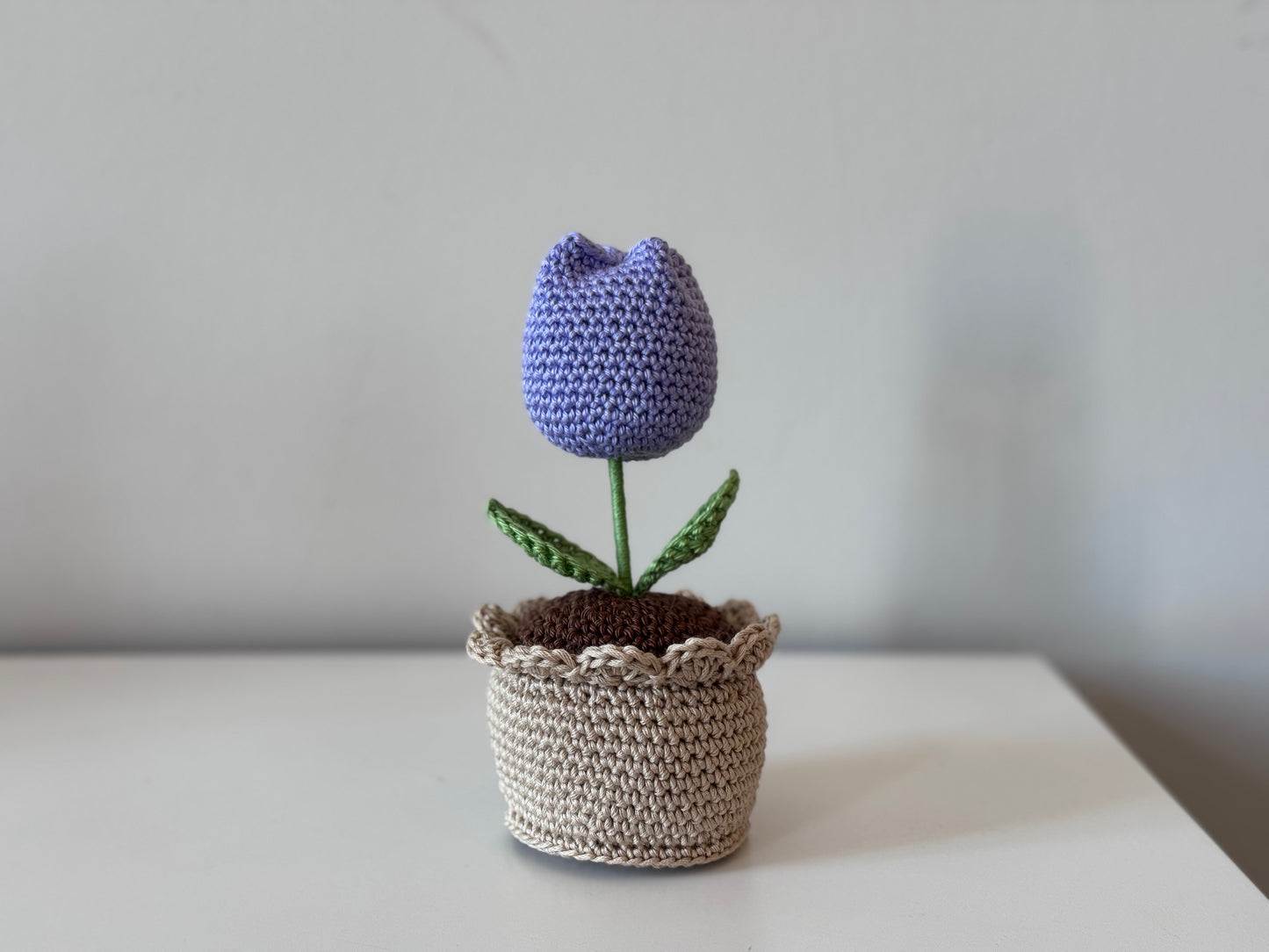 Fiori in vaso all'uncinetto con confezione BOMBONIERA