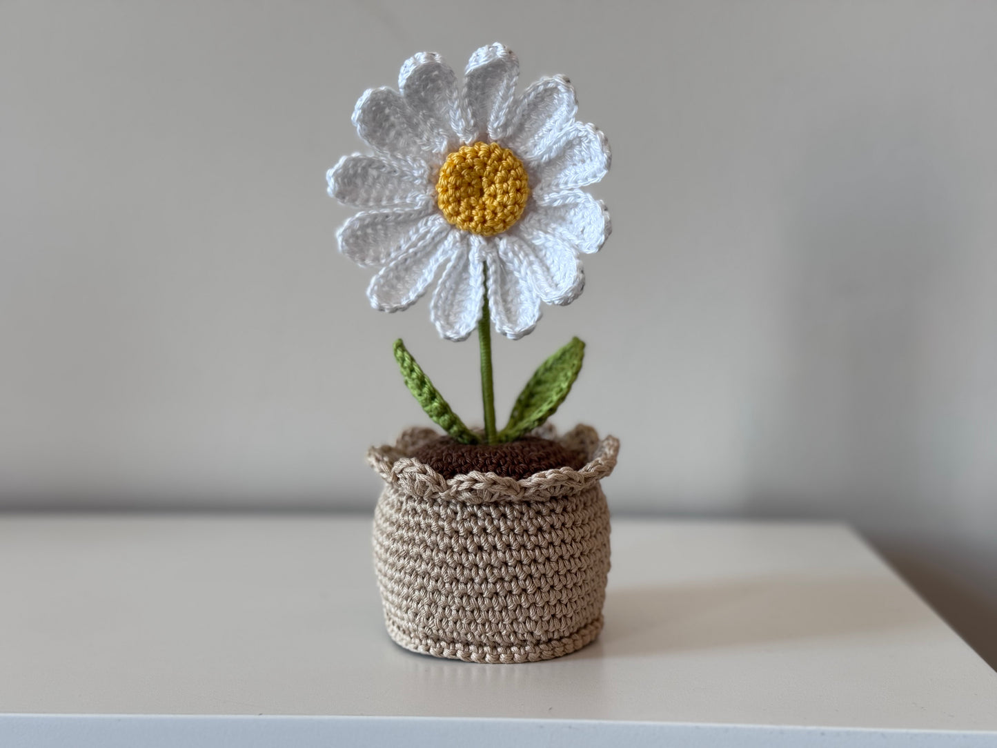 Fiori in vaso all'uncinetto con confezione BOMBONIERA